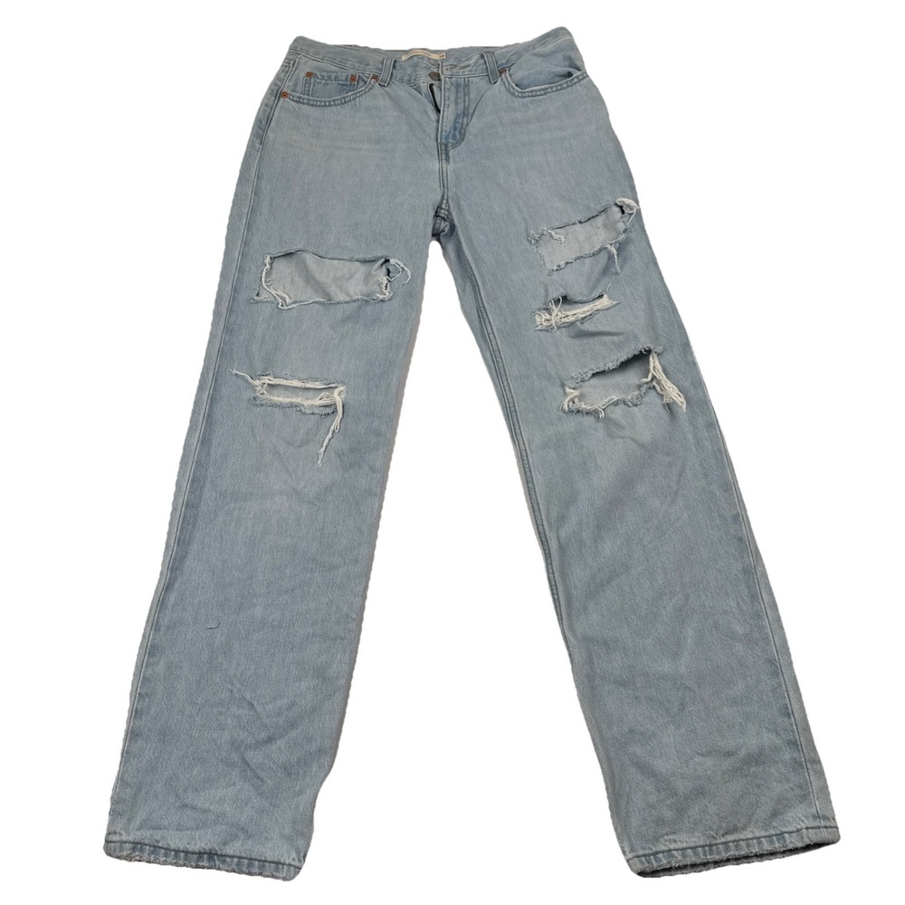 Levi’s Low Pro Straight Jeans Women’s 28 Light Wash Distressed Ripped Denim